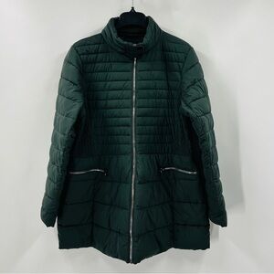 Lane Bryant Dark Green Parker Zip Up Quilted Winter Jacket Plus Size 14/16